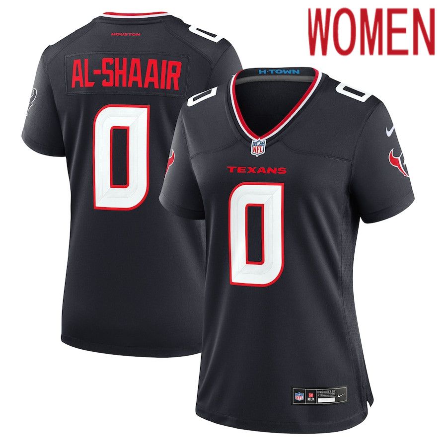 Women Houston Texans #0 Azeez Al-Shaair Nike Navy Team Game NFL Jersey->->Women Jersey